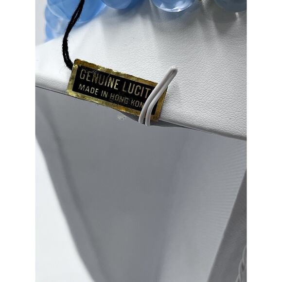 Vintage Hong Kong Swirl Dimension Genuine Lucite One Strand Necklace Tags New - Picture 10 of 12